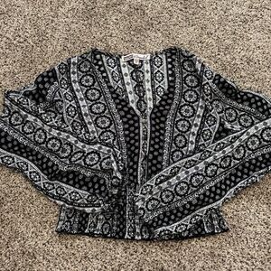 Paisley long sleeve crop top